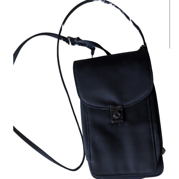 Samsonite Cross Body Travel Purse Black Strap Zips Snap Pockets Wallet - Picture 1 of 12